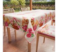 PETTI Artigiani Italiani - Nappe de Paques, Nappes Rectangulaire Anti Taches pour Pâques, Nappe de Table Rectangulaire 6 Places, 180x140 cm, Pink Bunny, 100% Made in Italy