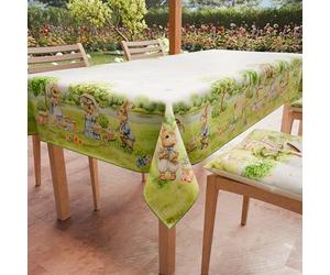 PETTI Artigiani Italiani - Nappe de Paques, Nappes Rectangulaire Anti Taches pour Pâques, Nappe de Table Rectangulaire 12 Places, 240x140 cm, Picnic, 100% Made in Italy