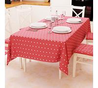 PETTI Artigiani Italiani - Nappe de Table de Cuisine en Coton avec Motif cœurs Rouges X6 Places (140 x 180 cm) 100% fabriquée en Italie