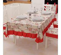 PETTI Artigiani Italiani - Nappe de Table en Plastique avec Volants, Nappe de Table en Coton Lidia Rouge, 140 x 180 cm, 100% fabriquée en Italie