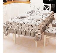 PETTI Artigiani Italiani - Nappe de Table en Plastique avec Volants - Nappe d'extérieur en Coton imperméable - Motif Cercles Gris - 140 x 240 cm - 140 x 240 cm - 100% fabriquée en Italie