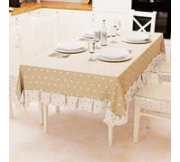 PETTI Artigiani Italiani - Nappe de Table en Plastique avec Volants - Nappe d'extérieur en Coton imperméable - Motif cœurs Beige - 12 Places (140 x 240 cm) - 140 x 240 cm - 100% fabriquée en Italie
