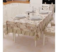 PETTI Artigiani Italiani - Nappe de Table en Plastique avec Volants - Nappe d'extérieur imperméable en Coton - Motif Lidia Beige - 6 Places (140 x 180 cm) - 100% fabriquée en Italie