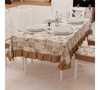 PETTI Artigiani Italiani - Nappe de Table en Plastique avec Volants - Nappe d'extérieur imperméable en Coton - Motif Lidia Marron - 6 Places (140 x 180 cm) - 100% fabriquée en Italie