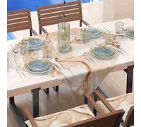 PETTI Artigiani Italiani - Nappe de Table Moderne Effet marbre Beige, pièce maîtresse de Cuisine 90 x 90 cm, 100% fabriquée en Italie