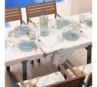 PETTI Artigiani Italiani - Nappe de Table Moderne Effet marbre Blanc, pièce maîtresse de Cuisine 90 x 90 cm, 100% fabriquée en Italie