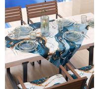 PETTI Artigiani Italiani - Nappe de Table Moderne Effet marbre Bleu, pièce maîtresse de Cuisine 90 x 90 cm, 100% fabriquée en Italie