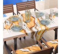 PETTI Artigiani Italiani - Nappe de Table Moderne Effet marbre Jaune, pièce maîtresse de Cuisine 90 x 90 cm, 100% fabriquée en Italie