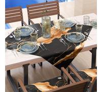 PETTI Artigiani Italiani - Nappe de Table Moderne Effet marbre Noir et Or, pièce maîtresse de Cuisine 90 x 90 cm, 100% fabriquée en Italie