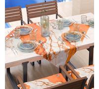 PETTI Artigiani Italiani - Nappe de Table Moderne Effet marbre Orange, pièce maîtresse de Cuisine 90 x 90 cm, 100% fabriquée en Italie