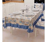 PETTI Artigiani Italiani - Nappe de Table, Nappe de Table, Nappe de Table, Nappe plastifiée avec Motif bou n Coton Lidia Blue X6 Places (140 x 180 cm) 100% fabriquée en Italie