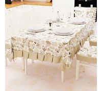 PETTI Artigiani Italiani - Nappe de Table plastifiée avec Volant, Housse de Table, Nappe extérieure imperméable en Coton, Motif cœurs Beige x 12 Places (140 x 240 cm) 100% Made in Italy