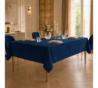 PETTI Artigiani Italiani Nappe en Velours 360 x 140 cm (Rectangulaire), Nappe Rectangulaire Élégante pour Salle à Manger et Cuisine, 12 Personnes, Bleu Foncé, Made in Italy