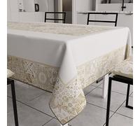 PETTI Artigiani Italiani - Nappe, Nappe de Table, Nappe Rectangulaire, Nappe Anti-Taches, 140x180 cm, Vietri Beige, 100% Made in Italy
