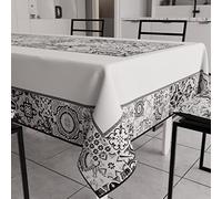 PETTI Artigiani Italiani - Nappe, Nappe de Table, Nappe Rectangulaire, Nappe Anti-Taches, 140x450 cm, Vietri Noir, 100% Made in Italy