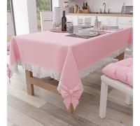 PETTI Artigiani Italiani - Nappe Rectangulaire Tissu avec Dentelle de Saint-Gall, Nappes de Table en Coton 12 Places, 140x240 cm, Rose, Accessoires De Cuisine 100% Made in Italy