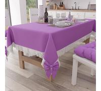 PETTI Artigiani Italiani - Nappe Rectangulaire Tissu avec Dentelle de Saint-Gall, Nappes de Table en Coton 6 Places, 140x180 cm, Lilas, Accessoires De Cuisine 100% Made in Italy