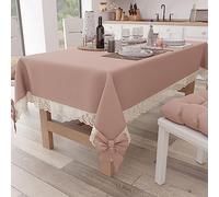 PETTI Artigiani Italiani - Nappe Rectangulaire Tissu avec Dentelle de Saint-Gall, Nappes de Table en Coton 12 Places, 140x240 cm, Saumon, Accessoires De Cuisine 100% Made in Italy