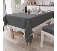 PETTI Artigiani Italiani - Nappe Rectangulaire Tissu avec Dentelle de Saint-Gall, Nappes de Table en Coton 12 Places, 140x240 cm, Gris Foncé, Accessoires De Cuisine 100% Made in Italy
