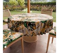 PETTI Artigiani Italiani - Nappe Ronde Anti-Tache Microfibre (Diamètre Ø 120 cm), Nappes en Tissu de Cuisine pour Table Ronde, Motif Tropical 04, 100% Fabriqué en Italie