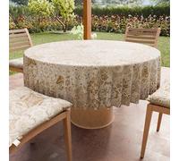 PETTI Artigiani Italiani - Nappe Ronde Anti-Tache Microfibre (Diamètre Ø 160 cm), Nappes en Tissu de Cuisine pour Table Ronde, Motif Vietri 02 Tourterelle, 100% Fabriqué en Italie