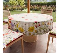 PETTI Artigiani Italiani - Nappe Ronde Anti-Tache Microfibre (Diamètre Ø 180 cm), Nappes en Tissu de Cuisine pour Table Ronde, Motif Floral 10, 100% Fabriqué en Italie