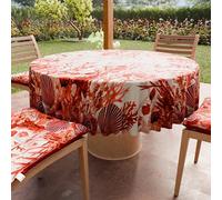PETTI Artigiani Italiani - Nappe Ronde Anti-Tache Microfibre (Diamètre Ø 240 cm), Nappes en Tissu de Cuisine pour Table Ronde, Motif Corail Rouge, 100% Fabriqué en Italie