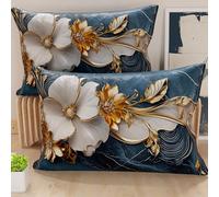 Petti Artigiani Italiani - Paire de taies d'oreiller 40 x 60 cm en Microfibre, Coussins d'ameublement, canapé, Salon, 2 Housses de Coussin, taie d'oreiller Florale 06 5, 100% fabriqué en Italie