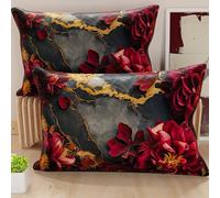 Petti Artigiani Italiani - Paire de taies d'oreiller 40 x 80 cm en Microfibre, Coussins d'ameublement, canapé, Salon, 2 Housses de Coussin, taie d'oreiller Florale 06 16, 100% fabriqué en Italie