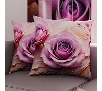 Petti Artigiani Italiani - Paire de taies d'oreiller 50 x 50 cm en Microfibre, Coussins d'ameublement de Chambre à Coucher, canapé, Salon, 2 Housses de Coussin, taie d'oreiller Florale 06 8, 100