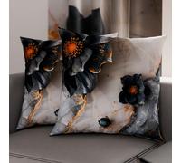 Petti Artigiani Italiani - Paire de taies d'oreiller 50 x 50 cm en Microfibre, Coussins d'ameublement de Chambre à Coucher, canapé, Salon, 2 Housses de Coussin, taie d'oreiller Florale 06 18, 100