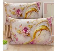 Petti Artigiani Italiani - Paire de taies d'oreiller 50 x 70 cm en Microfibre, Coussins d'ameublement, canapé, Salon, 2 Housses de Coussin, taie d'oreiller Florale 06 6, 100% fabriqué en Italie