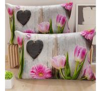 PETTI Artigiani Italiani - Paire de taies d'oreiller 50 x 80 cm en Microfibre, Coussins d'ameublement, canapé, Salon, 2 Housses de Coussin, taie d'oreiller Shabby 330, 100% Made in Italy