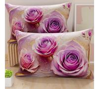 Petti Artigiani Italiani - Paire de taies d'oreiller 50 x 80 cm en Microfibre, Coussins d'ameublement de Chambre à Coucher, canapé, Salon, Lot de 2 Housses de Coussin, taie d'oreiller Florale 06 8