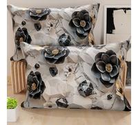 Petti Artigiani Italiani - Paire de taies d'oreiller 50 x 80 cm en Microfibre, Coussins d'ameublement de Chambre à Coucher, canapé, Salon, 2 Housses de Coussin, taie d'oreiller Florale 06 7, 100