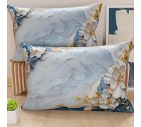 Petti Artigiani Italiani - Paire de taies d'oreiller 50 x 80 cm en Microfibre, Coussins d'ameublement de Chambre à Coucher, canapé, Salon, 2 Housses de Coussin, taie d'oreiller Florale 06 15, 100