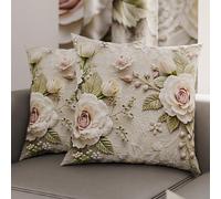 PETTI Artigiani Italiani - Paire de taies d'oreiller 60 x 60 cm en Microfibre, Coussins d'ameublement, canapé, Salon, 2 Housses de Coussin, taie d'oreiller Shabby 334, 100% Made in Italy
