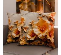 Petti Artigiani Italiani - Paire de taies d'oreiller 60 x 60 cm en Microfibre, Coussins d'ameublement, canapé, Salon, 2 Housses de Coussin, taie d'oreiller Florale 06 17, 100% fabriqué en Italie