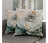 Petti Artigiani Italiani - Paire de taies d'oreiller 65 x 65 cm en Microfibre, Coussins d'ameublement, canapé, Salon, 2 Housses de Coussin, taie d'oreiller Florale 06 14, 100% fabriqué en Italie