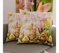 Petti Artigiani Italiani - Paire de Taies d'oreiller de Pâques 40x40 cm en Microfibre, Oreillers de Décoration de Pâques, pour Chambre à Coucher, Canapé, Salon, Ensemble de 2 Taies d'oreiller, 100%