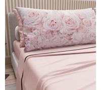 PETTI Artigiani Italiani - Parure de Draps en Coton pour Lit 1 Place et Demi avec Taies d'oreiller et Drap Housse 120x200, Motif 340 Poudre Clair, 100% Fabriqué en Italie