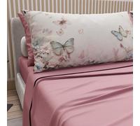 PETTI Artigiani Italiani - Parure de Draps en Coton pour Lit Double avec Taies d’Oreiller et Drap Housse 160x200, Motif Floral 10 Rose Poudré Foncé, 100% Fabriqué en Italie