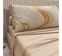 PETTI Artigiani Italiani - Parure de Draps en Coton pour Lit Double avec Taies d’Oreiller et Drap Housse 160x200, Motif Marbre Beige, 100% Fabriqué en Italie