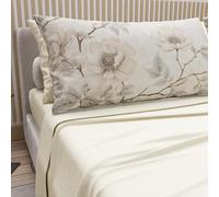 PETTI Artigiani Italiani - Parure de Draps en Coton pour Lit Double avec Taies d’Oreiller et Drap Housse 160x200, Motif Floral 6 Crème, 100% Fabriqué en Italie
