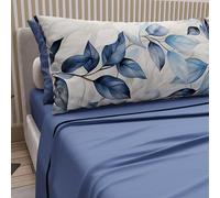 PETTI Artigiani Italiani - Parure de Draps en Coton pour Lit Double avec Taies d’Oreiller et Drap Housse 160x200, Motif Floral 109 Indigo, 100% Fabriqué en Italie