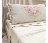 PETTI Artigiani Italiani - Parure de Draps en Coton pour Lit Double Maxi avec Taies d’Oreiller et Drap Housse 180x200, Motif 320 Crème, 100% Fabriqué en Italie