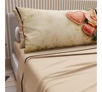 PETTI Artigiani Italiani - Parure de Draps en Coton pour Lit Double Maxi avec Taies d’Oreiller et Drap Housse 180x200, Motif 332 Beige, 100% Fabriqué en Italie