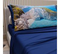 PETTI Artigiani Italiani - Parure de Draps en Coton pour Lit Simple avec Taies d’Oreiller et Drap Housse 90x200, Motif Zante Bleu Électrique, 100% Fabriqué en Italie