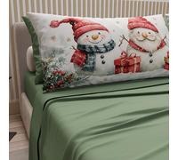 PETTI Artigiani Italiani - Parure de Draps Noël 1 Place et demie Française, Draps en Coton avec Taies à Impression Digitale, Motif Bonhomme 02 Vert, 100% Made in Italy