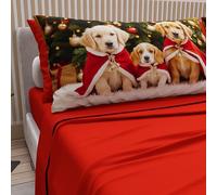 PETTI Artigiani Italiani - Parure de Draps Noël 1 Place et demie Française, Draps en Coton avec Taies à Impression Digitale, Motif Xmas 18 Rouge, 100% Made in Italy